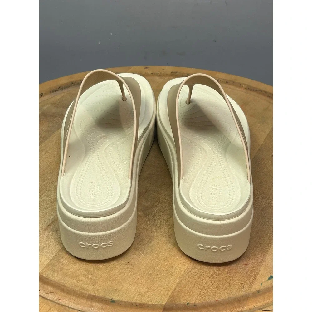Crocs Platform Flip Women Size 10 Bone LiteRide 360 Sandal Sporty Casual